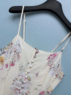 French Floral Button-Front Maxi Dress - Ivory Pink Floral - View 2
