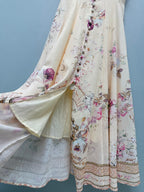 French Floral Button-Front Maxi Dress - Ivory Pink Floral - View 7