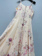 French Floral Button-Front Maxi Dress - Ivory Pink Floral - View 5