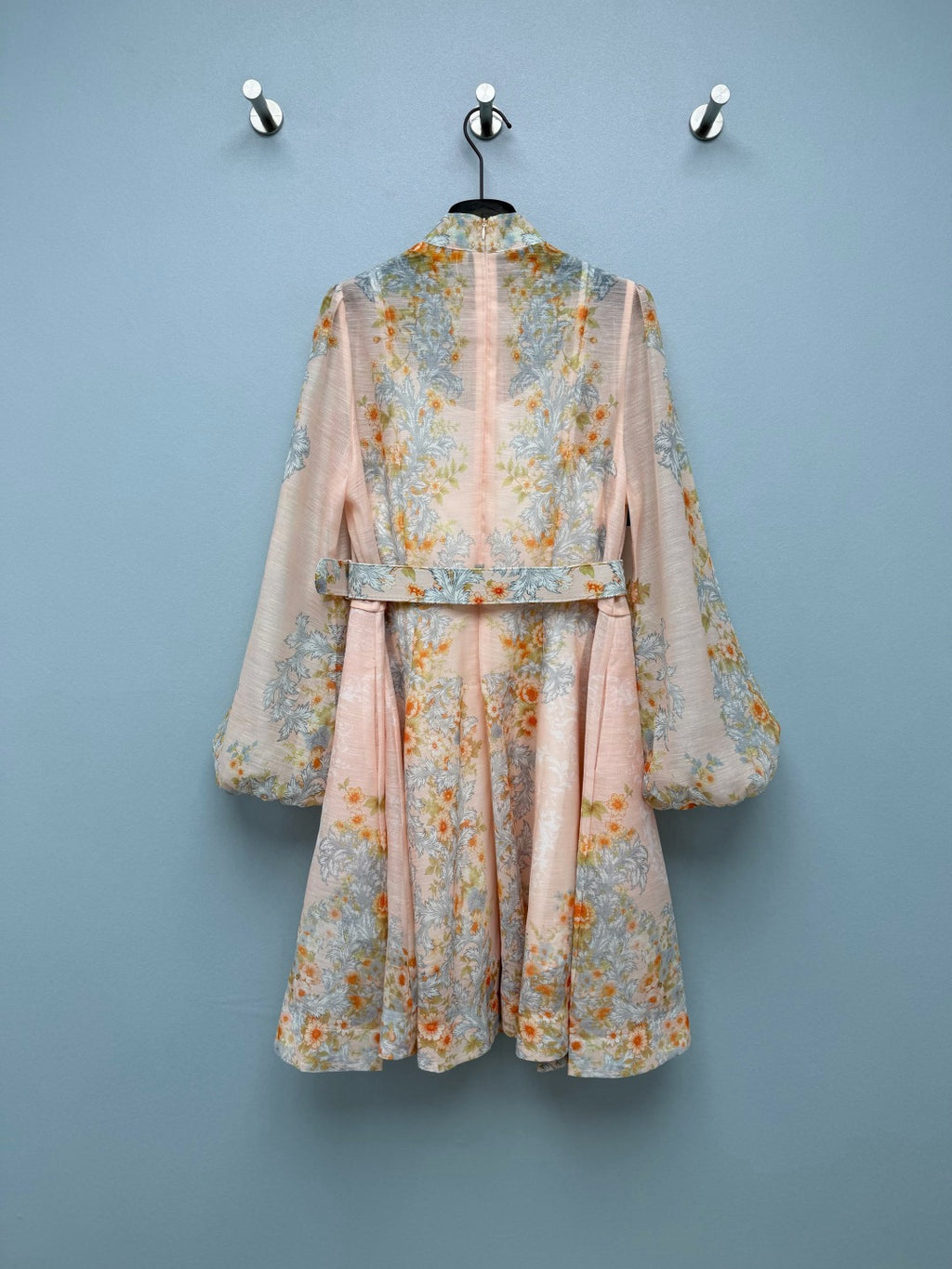 Baroque Floral High-Neck Mini Dress - Ivory Pastel - View 9