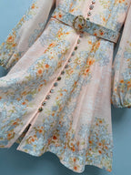 Baroque Floral High-Neck Mini Dress - Ivory Pastel - View 6