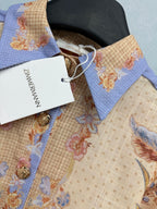 Vintage Bird Print Shirt And Trousers Set - Ivory Multicolor - View 3