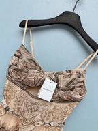Paisley Print Belted Mini Dress - Taupe Paisley - View 2