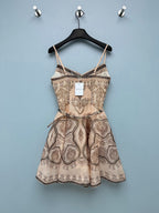 Paisley Print Belted Mini Dress - Taupe Paisley - View 8