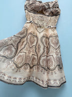 Paisley Print Belted Mini Dress - Taupe Paisley - View 6
