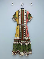 Paisley Print Shirt Maxi Dress - Green Multicolor - View 9