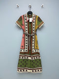 Paisley Print Shirt Maxi Dress - Green Multicolor - View 1