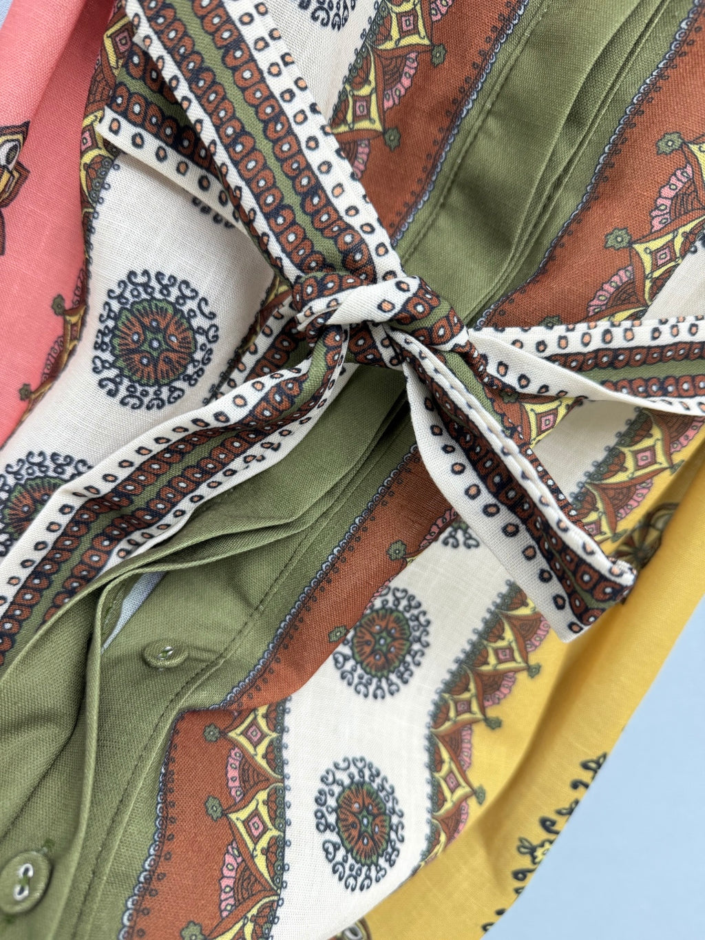 Paisley Print Shirt Maxi Dress - Green Multicolor - View 7