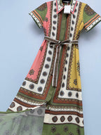 Paisley Print Shirt Maxi Dress - Green Multicolor - View 5
