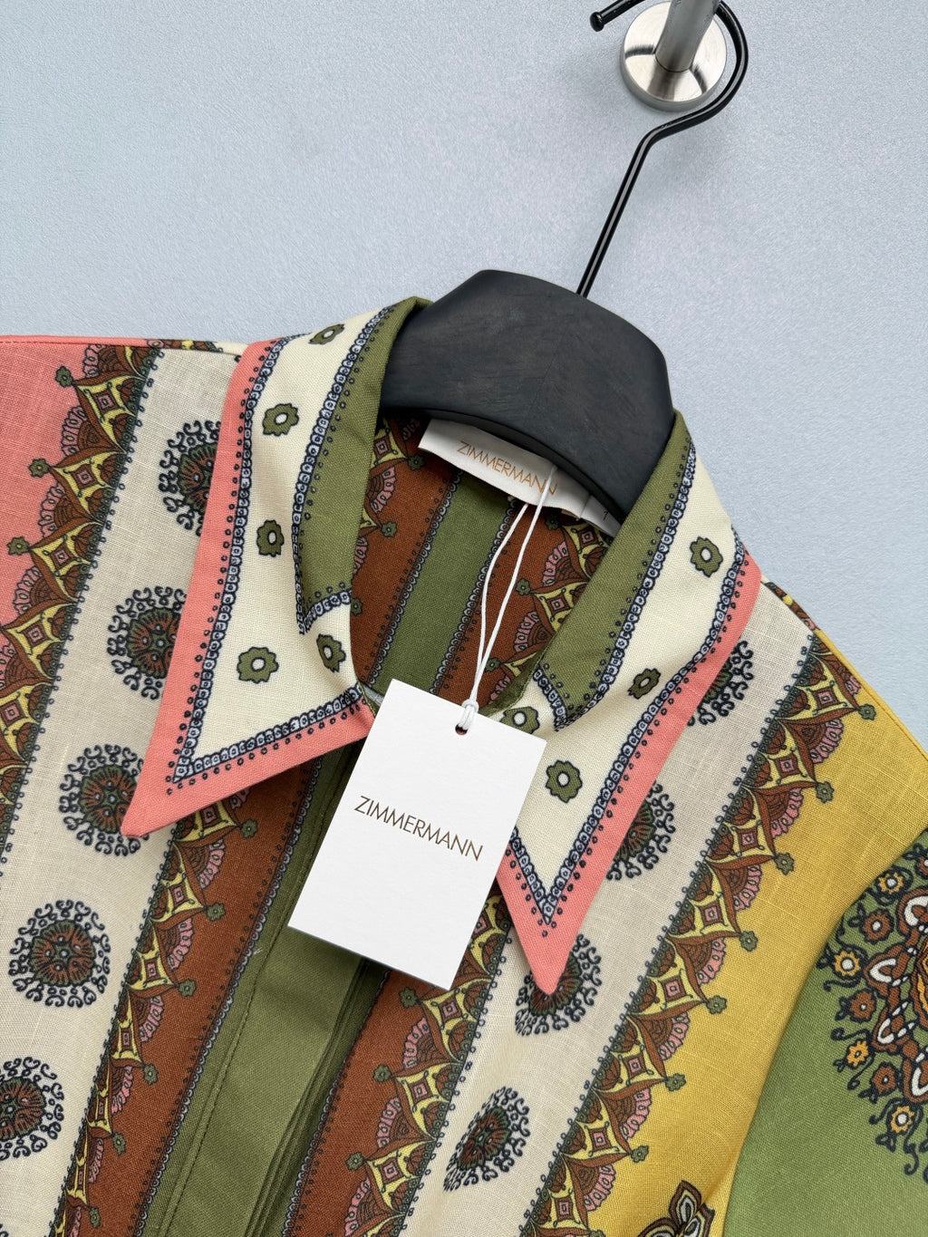 Paisley Print Shirt Maxi Dress - Green Multicolor - View 2