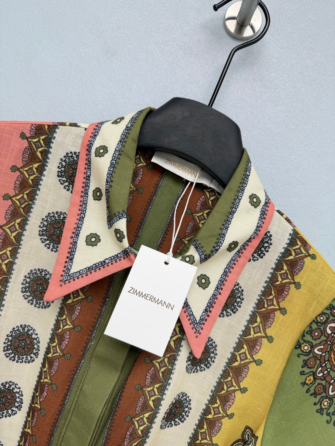 Paisley Print Shirt Maxi Dress - Green Multicolor - View 2
