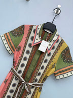 Paisley Print Shirt Maxi Dress - Green Multicolor - View 3