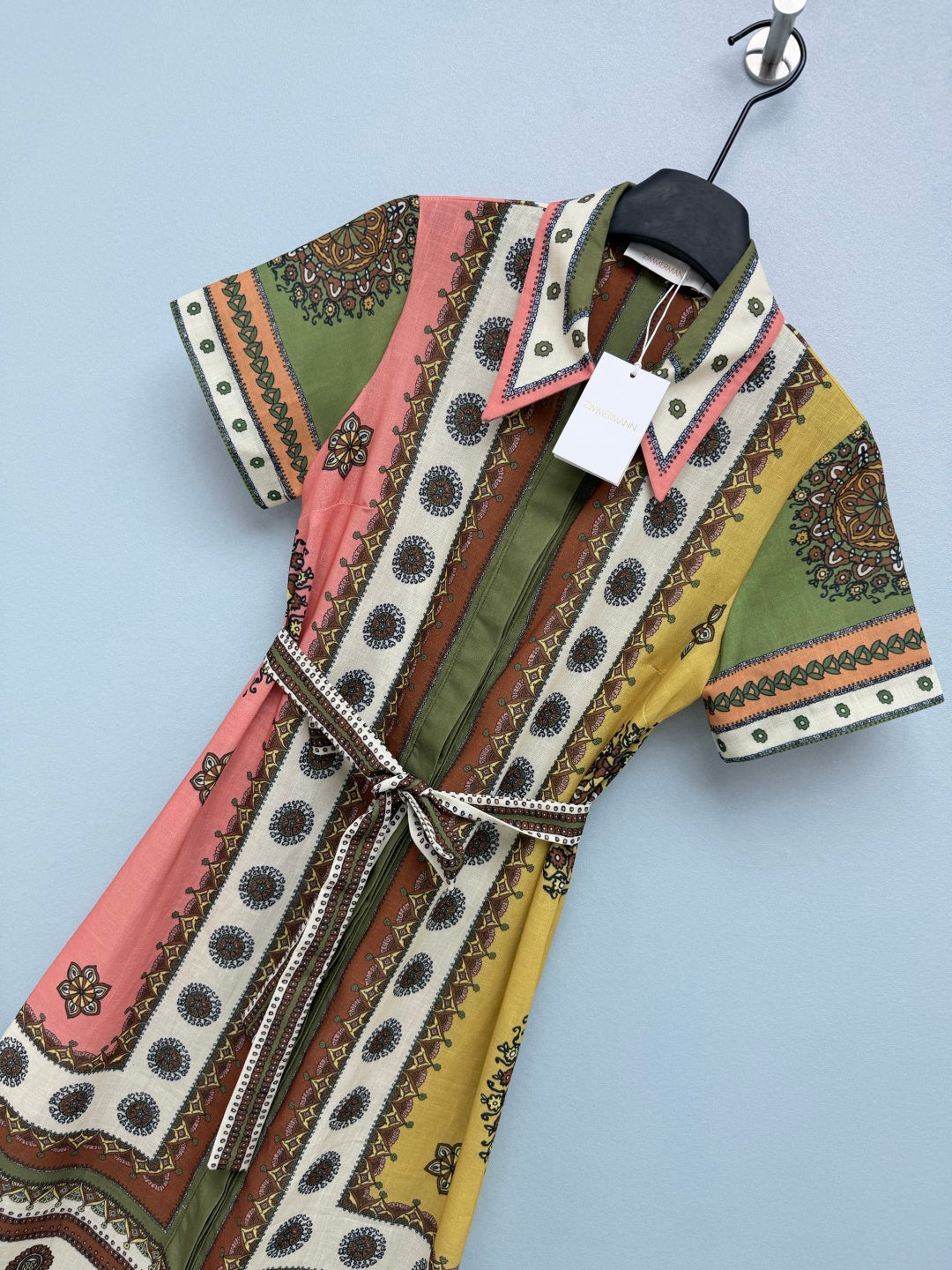 Paisley Print Shirt Maxi Dress - Green Multicolor - View 4
