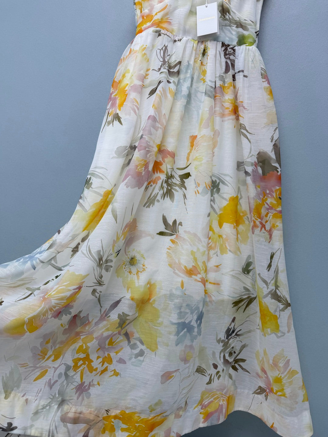 Watercolor Floral Camisole Maxi Dress - Ivory Yellow Floral - View 6