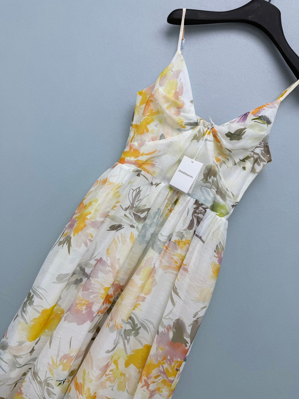 Watercolor Floral Camisole Maxi Dress - Ivory Yellow Floral - View 4