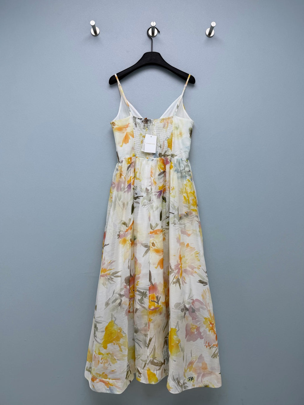 Watercolor Floral Camisole Maxi Dress - Ivory Yellow Floral - View 8