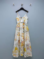 Watercolor Floral Camisole Maxi Dress - Ivory Yellow Floral - View 8