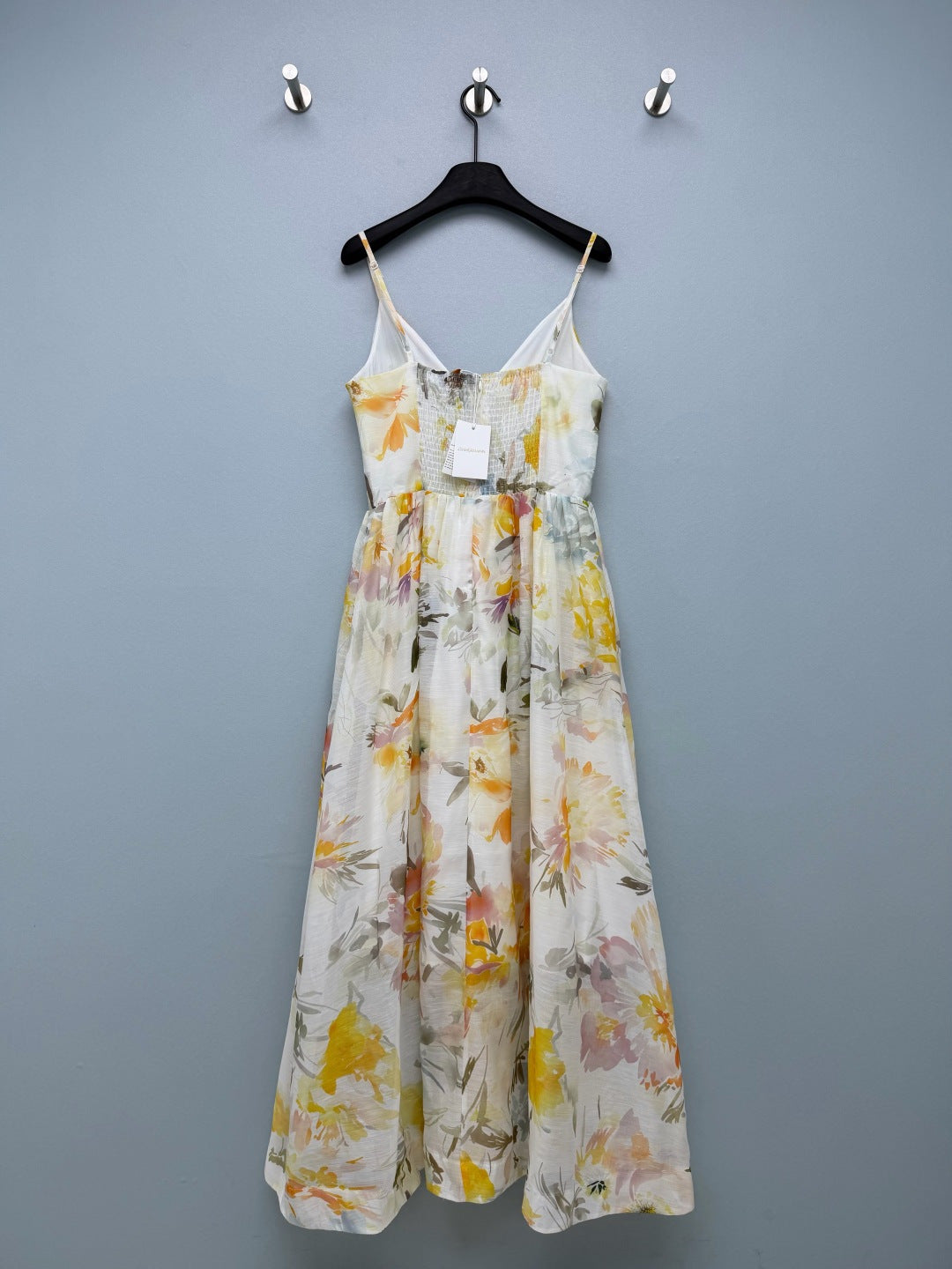 Watercolor Floral Camisole Maxi Dress - Ivory Yellow Floral - View 8