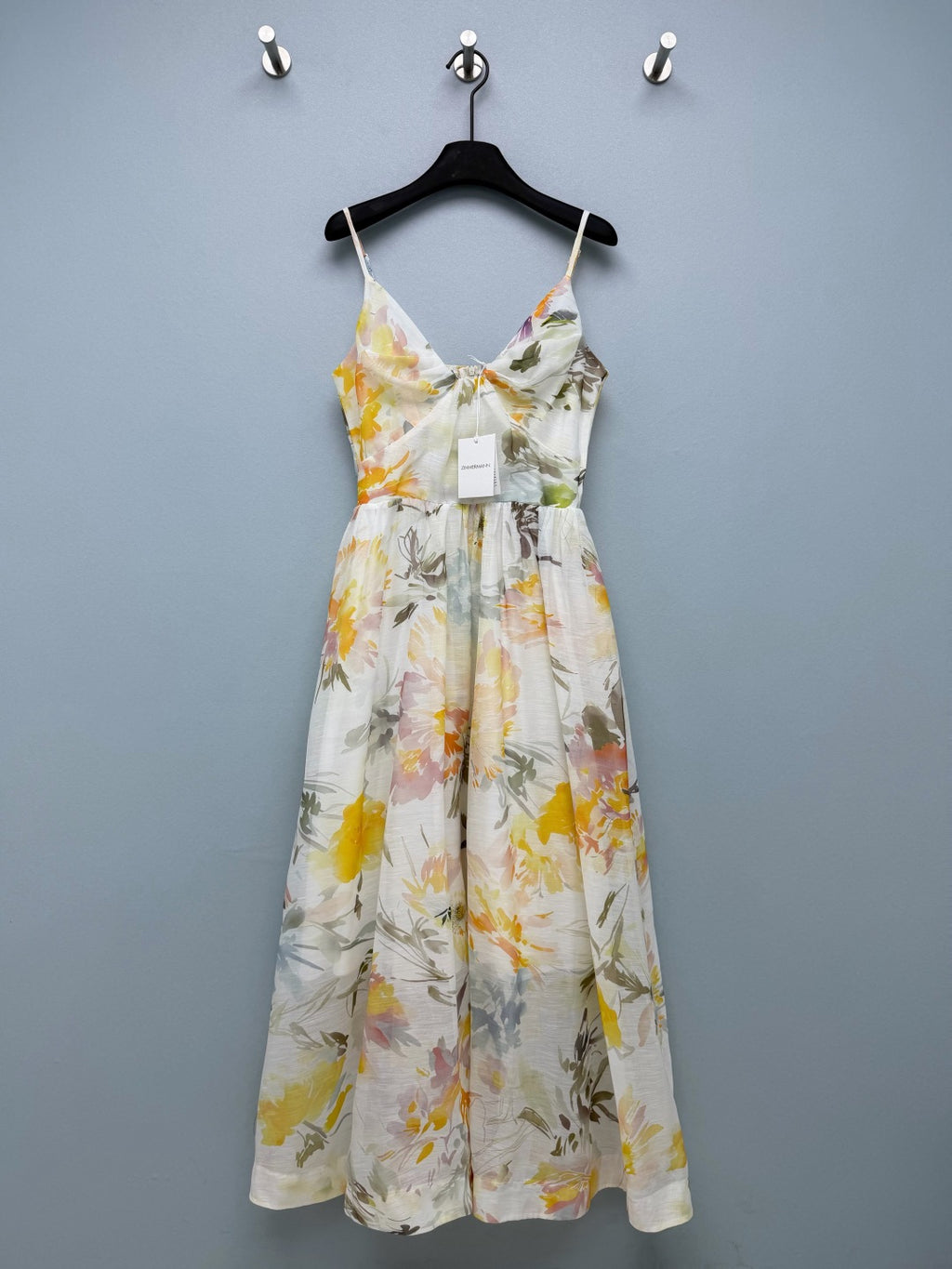 Watercolor Floral Camisole Maxi Dress - Ivory Yellow Floral - View 1