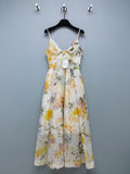 Watercolor Floral Camisole Maxi Dress - Ivory Yellow Floral - View 1