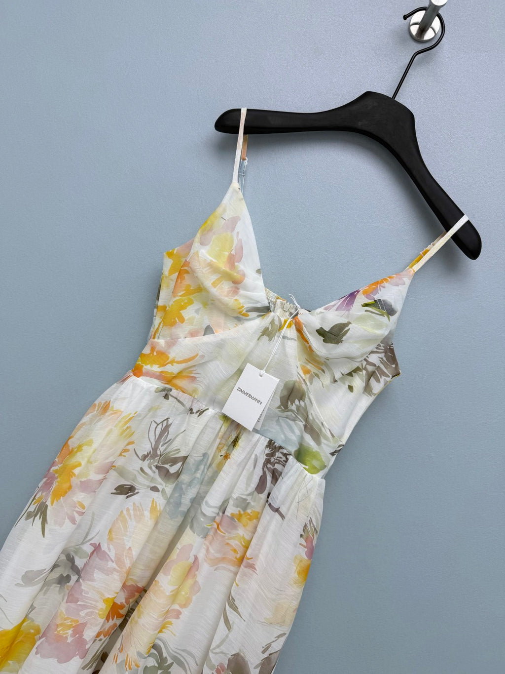 Watercolor Floral Camisole Maxi Dress - Ivory Yellow Floral - View 3