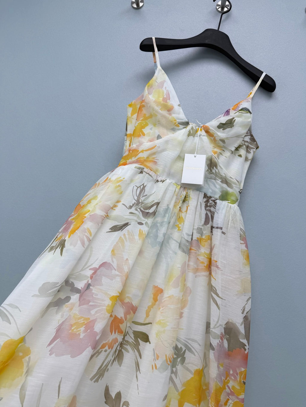 Watercolor Floral Camisole Maxi Dress - Ivory Yellow Floral - View 5