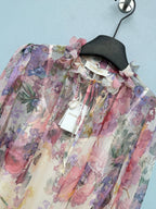 Watercolor Floral Tiered Maxi Dress - Ivory Multicolor - View 3