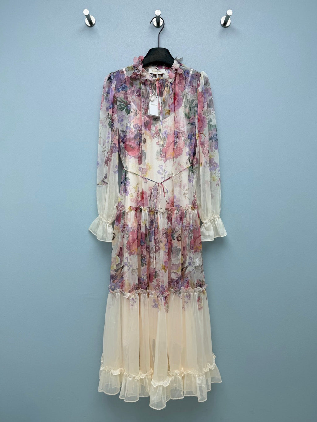 Watercolor Floral Tiered Maxi Dress - Ivory Multicolor - View 1