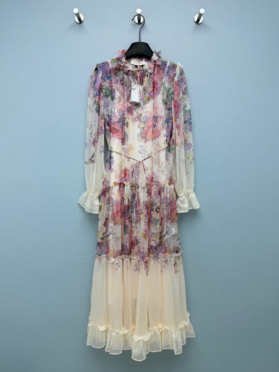 Watercolor Floral Tiered Maxi Dress - Ivory Multicolor - View 1