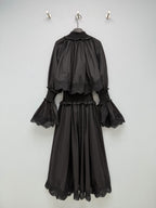 Lace-Trim Smocked Maxi Dress - Black - View 9