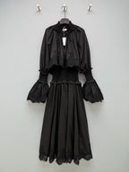 Lace-Trim Smocked Maxi Dress - Black - View 1
