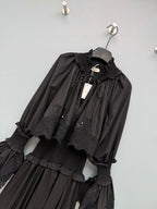 Lace-Trim Smocked Maxi Dress - Black - View 4