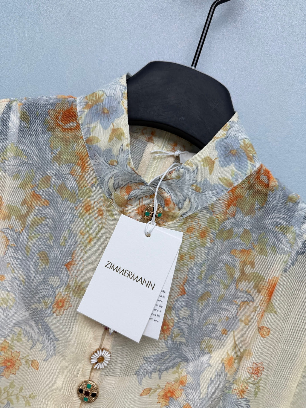Baroque Floral High-Neck Mini Dress - Powder Blue - View 11