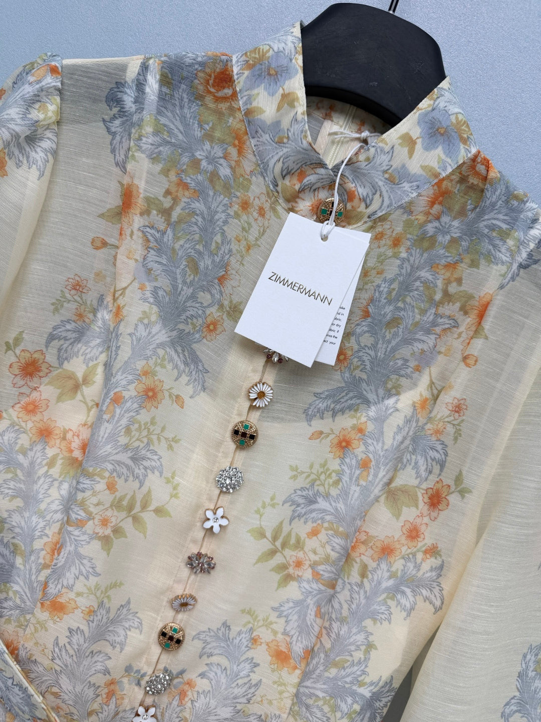 Baroque Floral High-Neck Mini Dress - Powder Blue - View 12