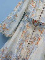 Baroque Floral High-Neck Mini Dress - Powder Blue - View 14