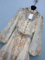 Baroque Floral High-Neck Mini Dress - Powder Blue - View 13