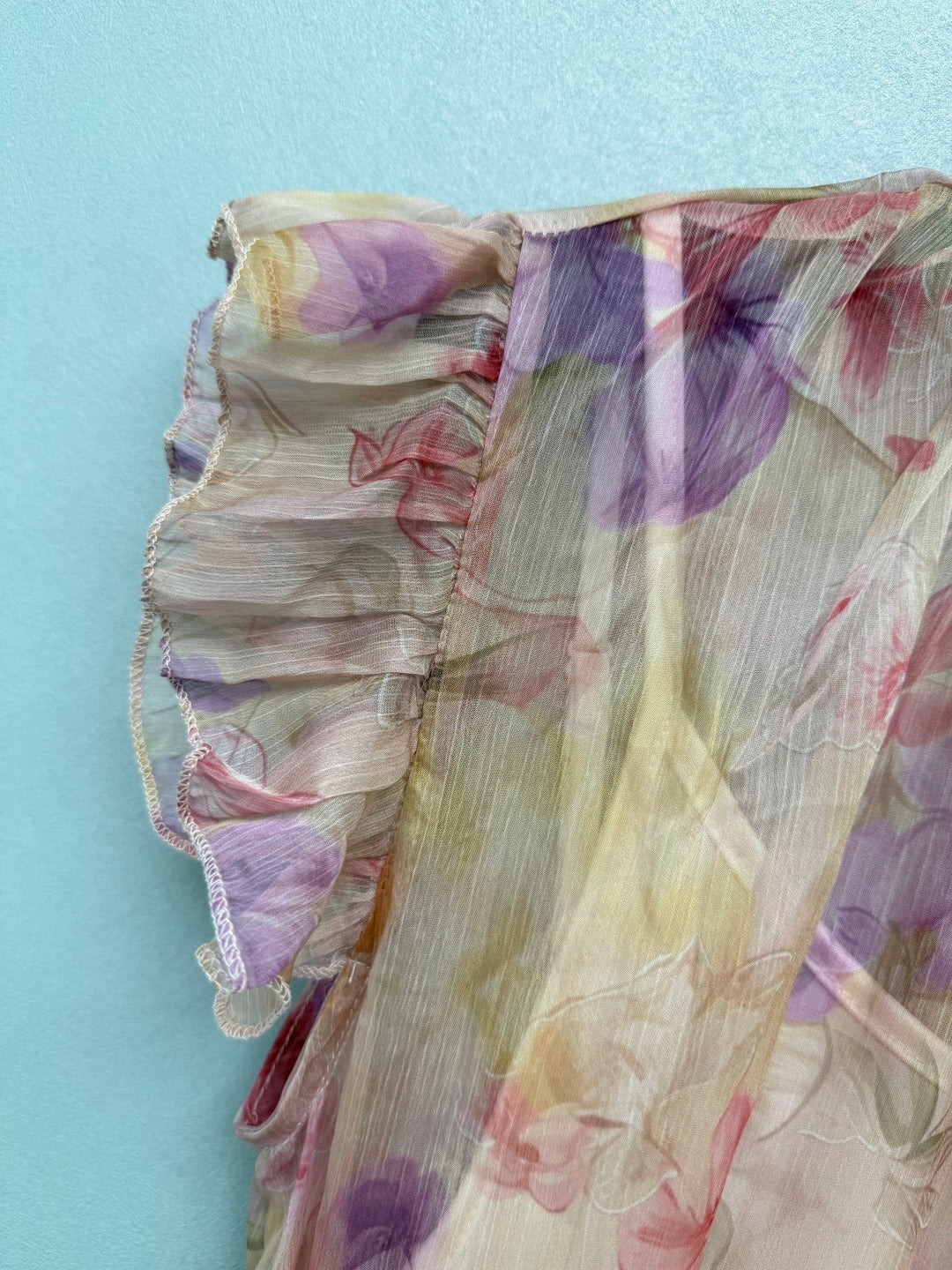 Floral Scarf-Belt Ruffle Maxi Dress - Pink Purple - View 22