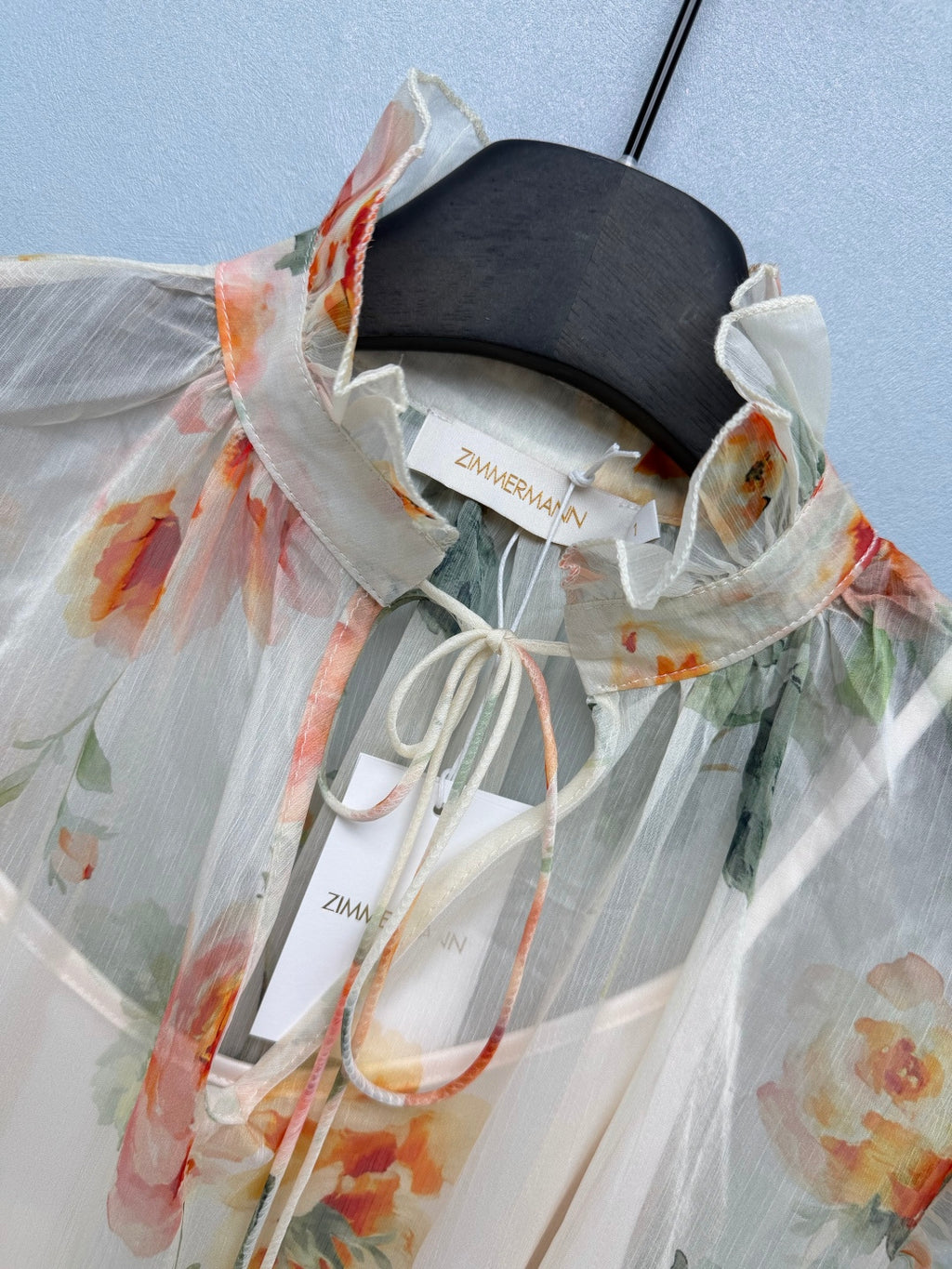 Floral Scarf-Belt Ruffle Maxi Dress - Ivory Orange - View 11