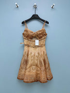Paisley Print Belted Mini Dress - Taupe Paisley - View 10