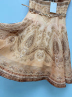 Paisley Print Belted Mini Dress - Taupe Paisley - View 14