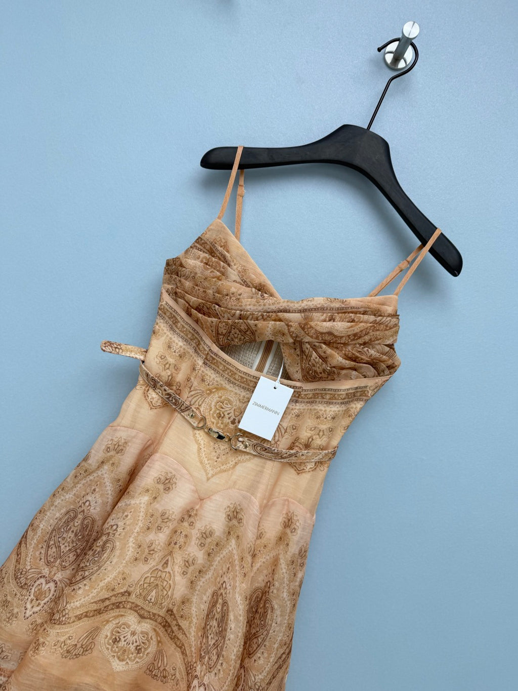 Paisley Print Belted Mini Dress - Taupe Paisley - View 12