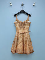 Paisley Print Belted Mini Dress - Taupe Paisley - View 17