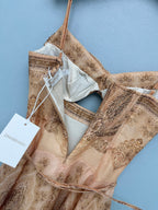 Paisley Print Belted Mini Dress - Taupe Paisley - View 18