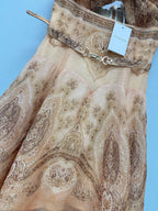 Paisley Print Belted Mini Dress - Taupe Paisley - View 15