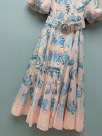 Paisley Print Belted Shirt Dress - Blush Pink - View 8