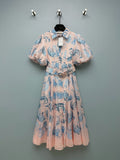 Paisley Print Belted Shirt Dress - Blush Pink - View 1