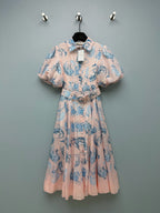 Paisley Print Belted Shirt Dress - Blush Pink - View 1