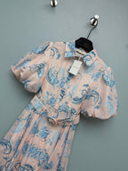 Paisley Print Belted Shirt Dress - Blush Pink - View 4