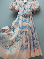 Paisley Print Belted Shirt Dress - Blush Pink - View 6