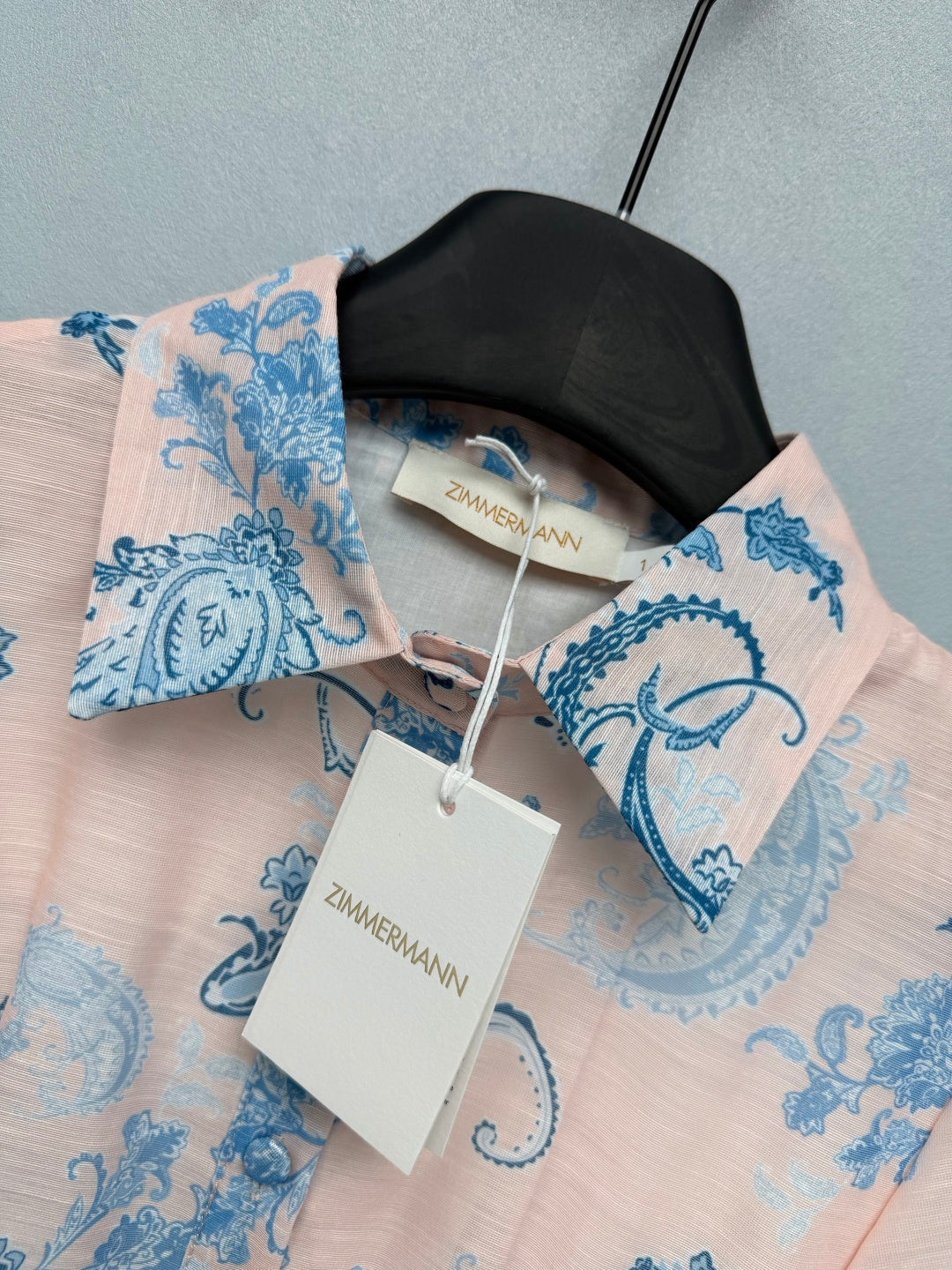 Paisley Print Belted Shirt Dress - Blush Pink - View 2